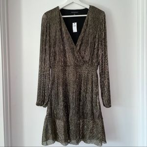 Banana Republic Gold Metallic Shimmer Flare Dress